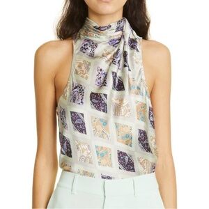 NEW CINQ A SEPT SLEEVELESS PAISLEY PRINT TOP